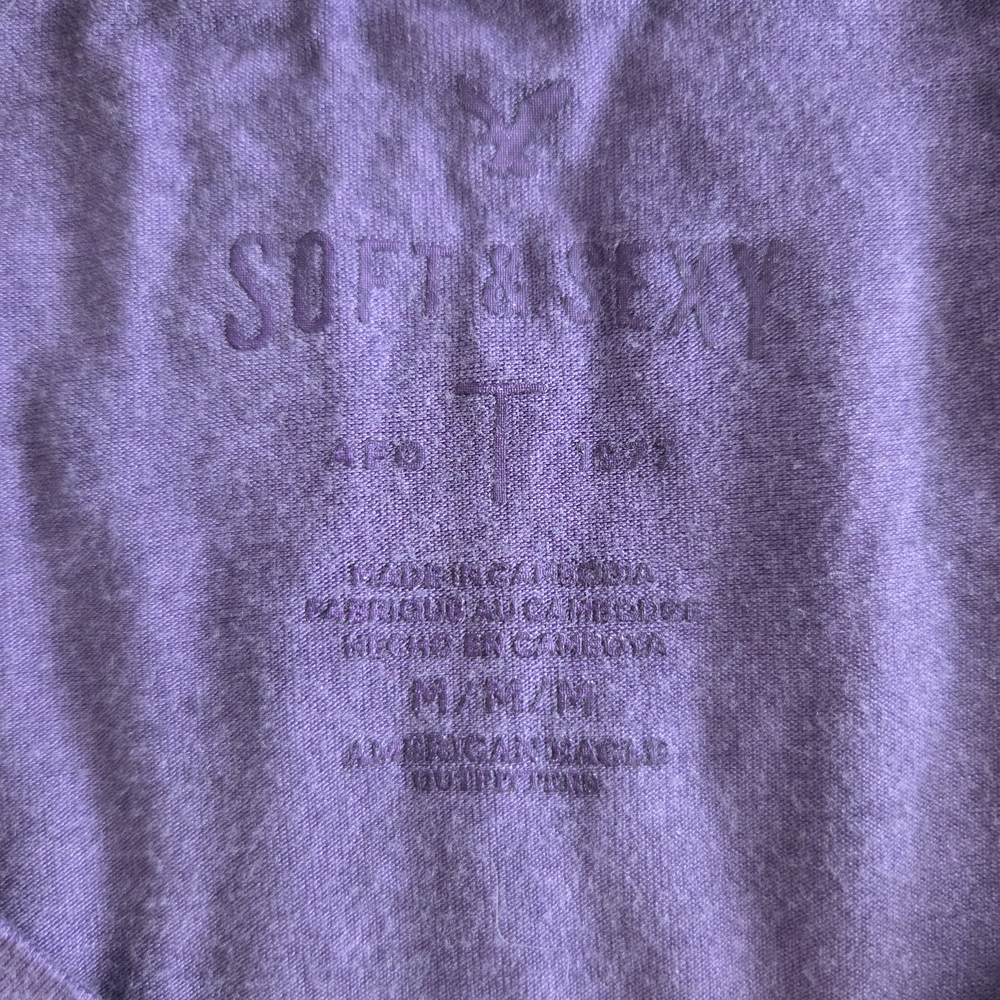 American Eagle Outfitters Purple Long Sleeve V-Neck Top - Picture 3 of 4